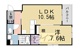 シャルマン唐橋南 1LDKの間取図画像
