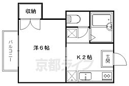 リバーサイド松ケ崎 1Kの間取図画像