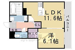 アドミラブールB 1LDKの間取図画像