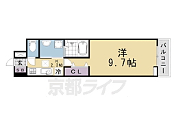 オーサム ヴィレッジ 京都桂 1Kの間取図画像