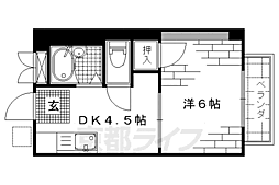 ビラージュ深草 1Kの間取図画像