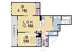 シャーメゾン アオハウオリ 2LDKの間取図画像