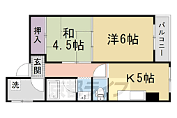 六角シティハイツ 2DKの間取図画像
