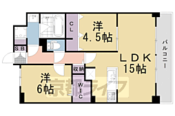 グローリードミール天神 2LDKの間取図画像