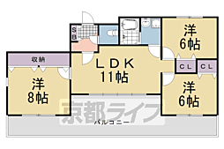 GARNETRESIDENCEkamikatsura 3LDKの間取図画像