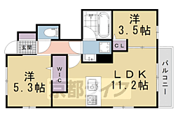 Livra紫竹 2LDKの間取図画像