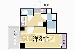 プレサンス京都北野白梅町 1Kの間取図画像
