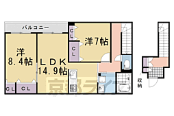 ベレオ桂 2LDKの間取図画像