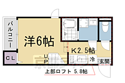 ハーモニーテラスアンソレイユ椥辻 1Kの間取図画像