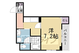 ヒカルサ京都梅津 1Kの間取図画像