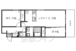 スリースターコート北山竹殿町 2LDKの間取図画像