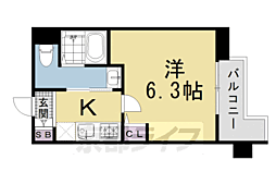 エステムコート京都駅前KOTO 1Kの間取図画像