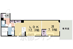京都市上京区仲之町マンション 1LDKの間取図画像