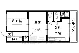 カドノハイツ2 2DKの間取図画像