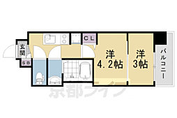 エンゼルプラザ京都太秦 2Kの間取図画像