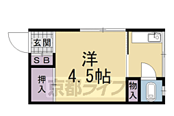 セカンドステージ静楽 1Kの間取図画像