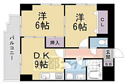 エスポワール西京極 2LDKの間取図画像
