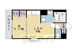 リバーサイド桂弐番館 1LDKの間取図画像
