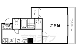 ウィングベル紫野 1Kの間取図画像
