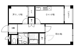 SAMSQUARE宝ケ池 2DKの間取図画像
