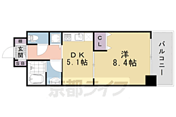 VitaRosa京都 1DKの間取図画像