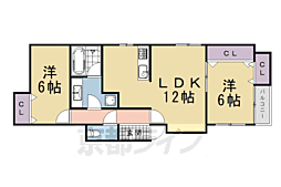 ヴァン・シ・ドール 2LDKの間取図画像