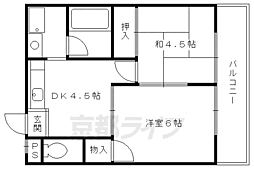 ヴィラトレゾール2 2DKの間取図画像