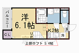 ハーモニーテラスアンソレイユ椥辻 1Kの間取図画像