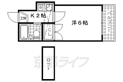 山科第3 1Kの間取図画像