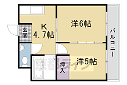 中川マンション 2DKの間取図画像
