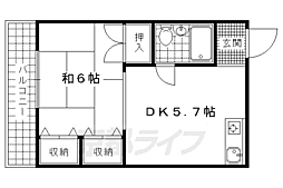 アースコート四ノ宮 1DKの間取図画像