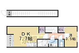 カーサウッド3 1DKの間取図画像