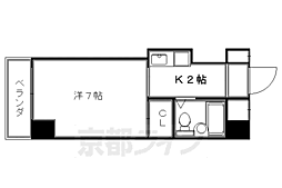シャンブル伊川 1Kの間取図画像
