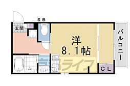 ブーブーヴィラ円町 ワンルームの間取図画像