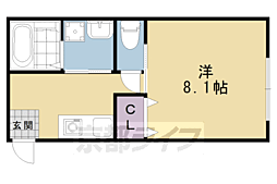 MESAVERDE桂A棟 1Kの間取図画像