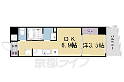 インサイトルポ山科椥辻 1DKの間取図画像