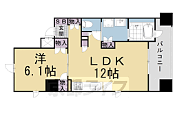 RIVIEREGAUCHE寺町二条 1LDKの間取図画像