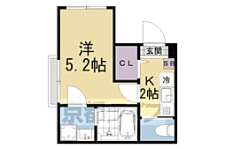 クリビア 1Kの間取図画像