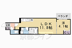 フォレ山科 1LDKの間取図画像