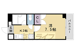 エメラルドヴィラハルミ 1Kの間取図画像