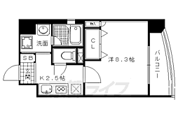 スミカ六角高倉 1Kの間取図画像