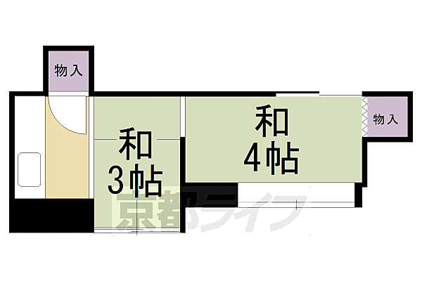 牧定荘 3｜京都府京都市左京区田中春菜町(賃貸アパート2K・1階・16.00㎡)の写真 その2