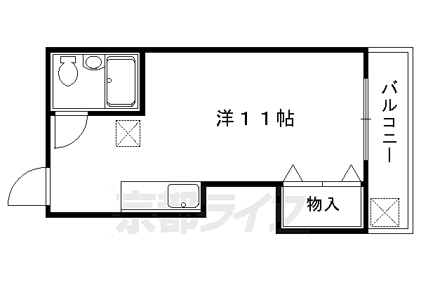 ルミエール蘭 205｜京都府京都市北区上賀茂池端町(賃貸アパート1K・2階・23.55㎡)の写真 その2