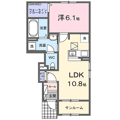 パピーI 105｜和歌山県和歌山市毛見(賃貸アパート1LDK・1階・45.51㎡)の写真 その2