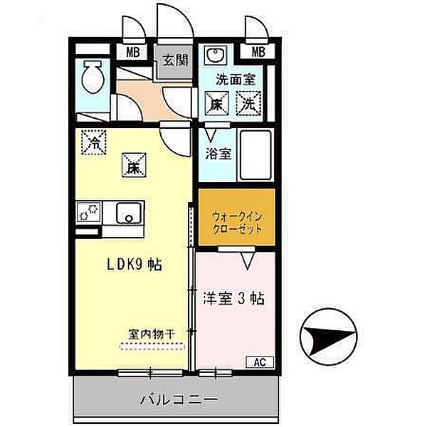 ソワサントゥ ヴァレ 105｜和歌山県和歌山市六十谷(賃貸アパート1LDK・1階・33.39㎡)の写真 その2