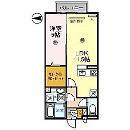 ラズベリー荘 2階1LDKの間取り