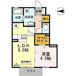 ファミーユ 1階1LDKの間取り