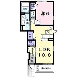 コルテーゼ　III 1階1LDKの間取り