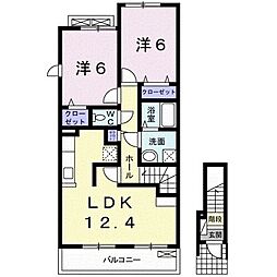 アークス西浜 2階2LDKの間取り