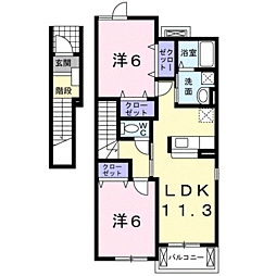 ブランシュール　II 2階2LDKの間取り